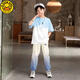 G.DuckKids Boys Traje de verano de moda de verano Pantalones de mosquito de manga corta Pantalones de manga corta Mosquito de tamaño mediano Conjunto de dos piezas de dos piezas de tamaño mediano YY1039 Azul 160 150-160cm