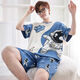 UKUHPK Herren-Kurzärärer-Pyjamas für Sommer dünne lose Plus-Größe Home Clothing Set 6630 Crayon Shin-Shi M [Vorgeschlagen 90-100 Jin [Jin ist 0,5 kg]]]