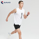 BURUITE Sports Suit Men's Summer Quick-Drying Track and Field Marathon Running Suit Fitness Cycling Shorts Vest Top White + Black Shorts M Recommended Weight 100-120 Jin Jin equals 0.5 kg