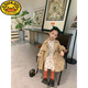 G.Duckkids Mädchenwindbreaker 2024 Frühling neuer Kinder modische mittlere Jacke mit mittlerer Länge Baby Korean Style Bow Top Khaki Spot 90 (Referenzalter 2-3 Jahre alt) (Kleiderlabel 90)