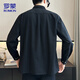 ROMON long-sleeved shirt men's autumn and winter trendy casual loose shirt trendy jacket men's black L