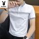 Playboy (PLAYBOY) summer short-sleeved T-shirt for men's business casual lapel polo shirt men's half-sleeved pure cotton clothes youth trendy T-shirt 1301 gray M 90-105Jin[Jin equals 0.5 kg]