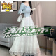 Chujing 2025 spring new spliced ​​lace high-waist skirt looks slim and sweet white original quality S 80 to 95Jin Jin is equal to 0.5 kg