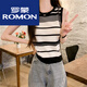 Romon Light Luxury Women's Striped Knitted Sling Vest for Women Outdoor 2025 Summer New Base-Inner Sleeveless Top Trendy Black All Size
