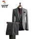Woodpecker (TUCANO) gray striped suit suit men's business formal casual Korean version slim fit wedding banquet dress men's small suit 9961 fog gray (suit + trousers) XL 52 (125-135Jin Jin equals 0.5 kg)