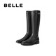 Belle Texturet Knight Boots for Women 2025 Winter New Mall То же самое подлинное кожа.