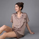 Pajamas de seda de primera línea Amerpin para mujeres 100% de mulberry seda pijamas pantalones cortos de manga corta ropa para el hogar set 3899 pino verde m [peso: 80-99Jin [Jin equivale a 0.5 kg]]
