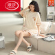 
LangSha 2025 new casual pajamas for women summer pure cotton short-sleeved shorts summer cartoon home clothing suit comfortable 9859 [short-sleeved short-trousers] M [recommended to wear 80-100 Jin [Jin equals 0.5 kg]]
