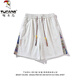 Woodpecker Japanese retro bear embroidered casual shorts men and women summer trendy couple loose wide-leg sports five-point pants flower white M