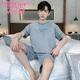 Modal Men's Pajamas 2025 New Pure Cotton Short Sleeve Shorts Thin Summer Casual Two-Piece Set Home Clothing Large Size 9928# L Recommended 100-120Jin [Jin equals 0.5 kg]