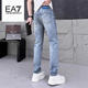 EMPORIO ARMANI EA7阿玛尼牛仔裤男2025新款直筒夏季薄款百搭修身男裤潮牌裤子男士 灰色 6227-AJHH 28
