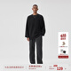 
BODYDREAM BM lazy round neck sweater men's spring solid color pullover sweater base knit sweater trend black 2XL