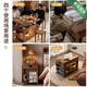 Winter wood solid wood folding coffee table liftable living room household small apartment sofa side cabinet movable trolley side table mobile lifting folding coffee table walnut color with lights