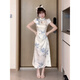 Yun Xun skirt for women in summer 2025 new Chinese style Zen cheongsam for women in summer new small standing collar buckle 9859 cheongsam L