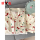 Yalu Pure Cotton Gauze Pyjamas pour femmes Pantalons à manches courtes Été trois pièces Sweet Cherry Cardigan Vêtements à domicile printemps et automne Yunduo Cotton-9905 # Black Love Treece Set M [Suggestion 75-100jin [Jin est égal à 0,5 kg]]]