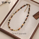 TFY Maillard tiger eye stone beaded necklace women's 2025 new hot style high-end light luxury niche unique clavicle chain tiger eye stone beaded necklace