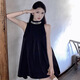 
Muni French black sleeveless halter neck dress 2025 new off-shoulder evening dress skirt heavy industry loose miniskirt halter neck short dress [black] single size
