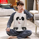 Katze-saugende Pyjama Herbst- und Winter-Dünne Flanellstudent Cartoon Pullover Langarmed Koralle Fleece Home Clothing Set 3884-Snow Bär 2xl Männer