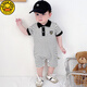 G.DUCKKIDS men and women's onesie in summer thin children's clothing newborn baby clothes 0-1345689 months 2 years old pure cotton black square collar short sleeve 80cm 80