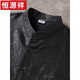 Hengyuanxiang Men's Xiangyunsha Shirt Summer Coll-up à manches à manches courtes T-shirt de style chinois chinois T-shirt décontracté costume noir (avec 9226 Pantalon de ceinture de maquette de tortue) 4xl recommandé 175-185jin [Jin est égal à 0,5 kg]
