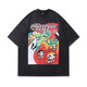 Rainbow Fox spoof print T-shirt summer men short-sleeved Harajuku street cartoon washing old T-shirt women retro trendy brand 693 S