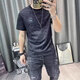 2025 Summer Nueva camiseta de manga corta para huellas bordados para hombres de moda de moda redonda delgada y versátil camisa t-t de t-t qp lu erjiu826 negro 3xl
