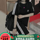 阿迪达斯（adidas）三叶草休闲刺绣运动套装短袖短裤套装T恤男女夏季圆领宽松两件套 【两件套】白色 9889短套 4XL 160-180斤