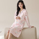红腾（HONGTENG）碎花长裙月子服可外穿睡衣孕妇产前带胸垫公主风 11991：粉桃柔眠带胸垫开衫月子服 3XL （170-178cm，160-180斤）