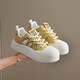 Zapatos para mujeres 2025 Nuevo verano hueco transpirable espesor grueso altura que mejora pequeños zapatos blancos de moda personalizados versátiles zapatos deportivos casuales ygnx-3103 amarillo 37