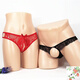 Couple Underwear Couple Passion Thong Transparent Set 2022 Trendy One Man and One Woman Open Hole and Open Crotch Free Red + Black One Size (Confidential Shipping)