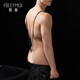 Fei Mu's butt-baring men's suspender thong can be inserted into sexy underwear, gay underwear flirting supplies 7199 type men's suspender black single strap thong, one size fits all, recommended weight 110-160Jin Jin is equal to 0.5 kg