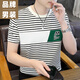 CK2025男士新款夏季高品质圆领短袖T恤时尚潮流条纹弹力半袖体恤衫 9898-白色 9898-白色 M 建议体重80-100斤