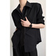An Chuxia black Naples dk shirt for men to wear a complete set of high-end summer British yuppie style ice silk shirt two-piece set black shirt + black trousers L 120-135Jin Jin equals 0.5 kg can be worn