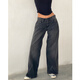 
SAKENMAO American retro low waist non-elastic wash straight jeans for women in autumn street wide-leg denim women's pants 12176 Academy Blue L