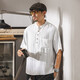 New Balance Chinese retro linen shirt men's short-sleeved summer new old money style Henry collar thin casual white shirt white L suitable for 120-140Jin Jin equals 0.5 kg