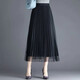 Mesh skirt for women, Spring and Autumn 2025 new summer drape high waist slim pleated long skirt covering hips 1369 American black* mesh fairy skirt XL (recommended [125Jin[Jin equals 0.5 kg]-140Jin[Jin equals 0.5 kg]])