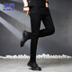ROMON Jeans Men's Autumn and Winter Business Casual Straight Pants Men's Stretch Slim Pants Black 33