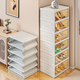 Shoe storage box shoe box transparent installation-free shoe cabinet all-in-one home door folding shoe rack 1 column 6 layers 6 compartments snap open lid / can hold 48 size AJ shoes