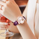 OLEVS Mecánico reloj Hueco Hueco Mujer Mecánica Mecánica Mecánica Impermeable Wating Women's Women's Women Diamond-Set Regalo navideño Regalo de regalo [Caja de regalo que mueve el corazón] B6636SK Purple Leather Rose Shell de 33 mm Diámetro de marcado: