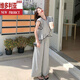 Victoria's Style Ruffled Flying Sleeve Weste Top Casual Hosenanzug für Frauen Sommer 2025 Neue gestreifte Weitbeinhosen Zwei-teiliger zweiteiliger Set Designer Original S (Empfohlen 105jin [Jin entspricht 0,5 kg] oder weniger)