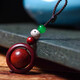 Hilai Yuanzhuan Keychain Pendant Petite feuille Red Santalwood Wood Texture Pendante en acajou des hommes et des femmes suspendues en décoration de décoration [rotable] en bois de santal [2 paquets]