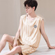
Yimuqi summer men's pajamas men's children junior high school students ice silk summer thin vest pajamas summer large size love 9905 silver gray men L men (100-120 Jin [Jin equals 0.5 kg])