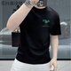 Niwen fa Amerikanischer Stil gutaussehender schwerer Baumwoll-Kurzärmel-T-Shirt für Männer und Frauen lässig Fashion Ins runder Nacken halbärmelig.