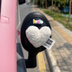 Jingmengyuan Electric Vehicle Tricycle Rearview Mirror Decoration Sticker Small Accessory Love Dashboard Ornaments Battery Car Steering Wheel Accessories Girly Pink Love Heart + Lucky Patch 1 Pair