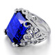 Fat Donglai's same style sapphire ring full of diamonds, large carat imitation tanzanite plated with 18K gold, hollow pattern, blue diamond ring, white gold, adjustable opening