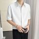 ITELIMA International High Luxury Brand Summer New Cool Ice Silk Herren-Hemd-Hemd-Bündel Fünf-Punkte-Kurzarm Casual 1048 Mousse Brown [Geschenkbox] L _Suggiert 120-140jin [Jin ist gleich 0,5 kg]