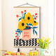 Sanqihu hand-painted flowers, small fresh living room decoration painting, bedroom room hanging canvas, mural hanging cloth background cloth 12804 pine wood original color, hanging ear can be selected red, brown, default brown color 50cmx70cm (picture size)
