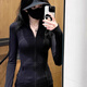 Yusenyi Black Slim Yoga Wear Jacket Women's Waist Fitness Cycling Wear Sports Tight Top Sun Protection Clothing Women's New Style Black S _Recommended 75-95Jin Jin is equal to 0.5 kg
