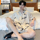 
Modal pajamas men's summer ice silk short-sleeved thin summer men's imitation silk summer style can be worn outside home clothing suit Ice silk S1203 men 3XL