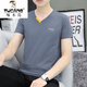 
Woodpecker 2025 new Xinjiang pure cotton men's short-sleeved T-shirt base shirt V-neck T-shirt trendy half-sleeved summer top 691 white M